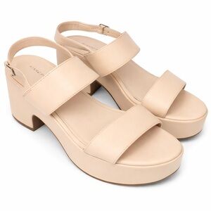 Size 11 Marc Fisher Cream Block Heel Sandals